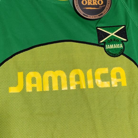 Orro Jamaica Football Club Youth 10-12 Unisex Dri-Fit Jersey Shirt Green Yellow - Picture 6 of 15